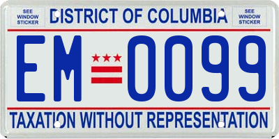 DC license plate EM0099