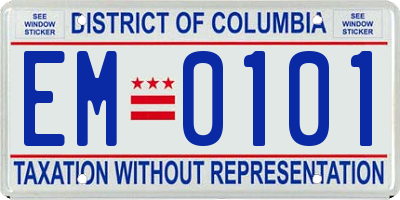 DC license plate EM0101