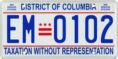 DC license plate EM0102