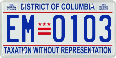 DC license plate EM0103