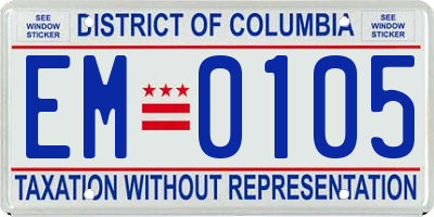 DC license plate EM0105