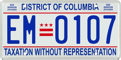DC license plate EM0107