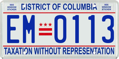 DC license plate EM0113