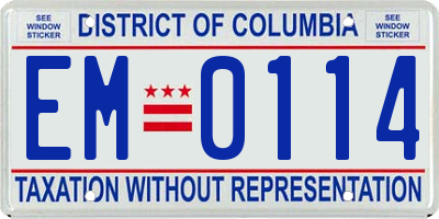 DC license plate EM0114
