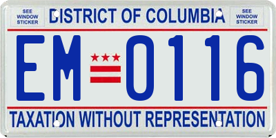 DC license plate EM0116