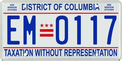 DC license plate EM0117