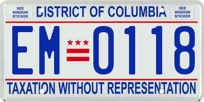 DC license plate EM0118