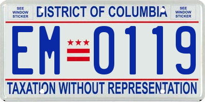 DC license plate EM0119