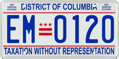 DC license plate EM0120
