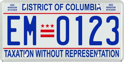 DC license plate EM0123