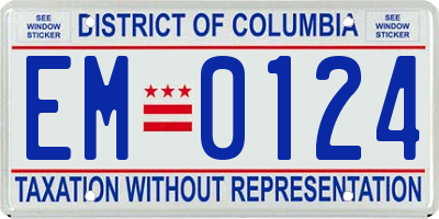 DC license plate EM0124