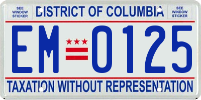 DC license plate EM0125