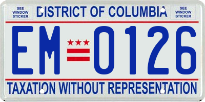 DC license plate EM0126