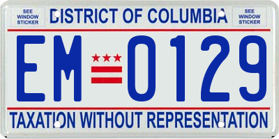 DC license plate EM0129