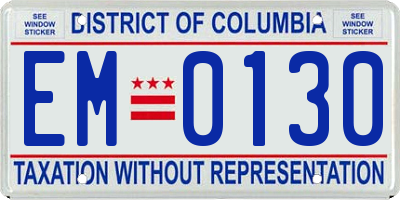 DC license plate EM0130