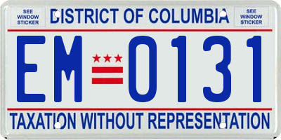 DC license plate EM0131