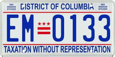 DC license plate EM0133