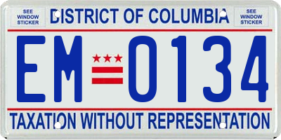 DC license plate EM0134