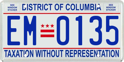 DC license plate EM0135