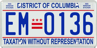 DC license plate EM0136