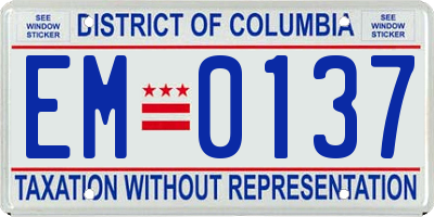 DC license plate EM0137