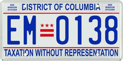 DC license plate EM0138