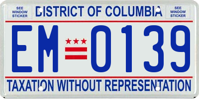 DC license plate EM0139