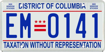 DC license plate EM0141
