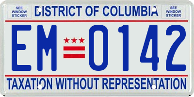 DC license plate EM0142
