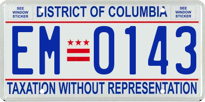 DC license plate EM0143