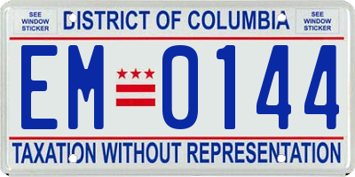 DC license plate EM0144