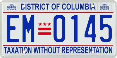 DC license plate EM0145