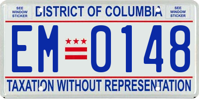 DC license plate EM0148