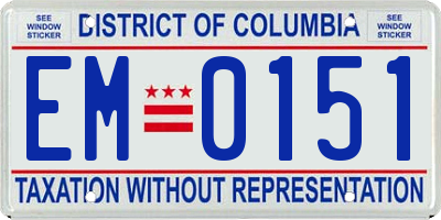 DC license plate EM0151