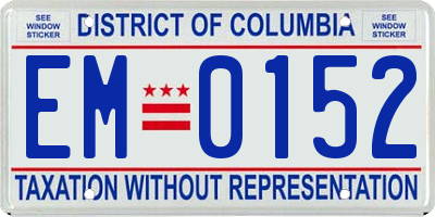 DC license plate EM0152