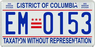 DC license plate EM0153