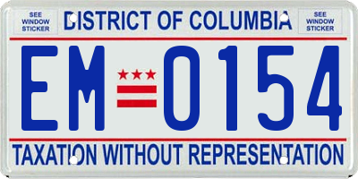 DC license plate EM0154