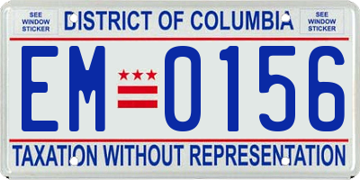 DC license plate EM0156