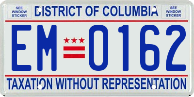 DC license plate EM0162