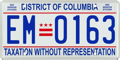 DC license plate EM0163