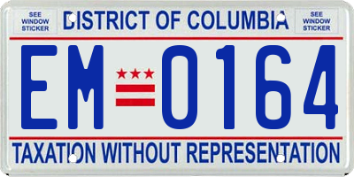 DC license plate EM0164