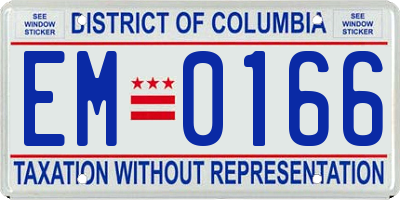 DC license plate EM0166