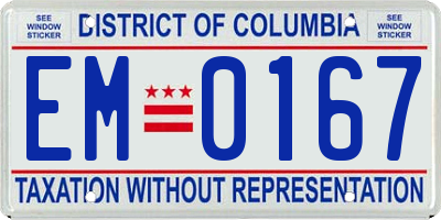 DC license plate EM0167