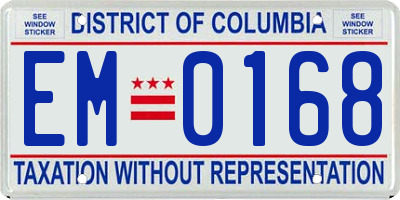 DC license plate EM0168