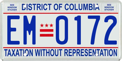 DC license plate EM0172