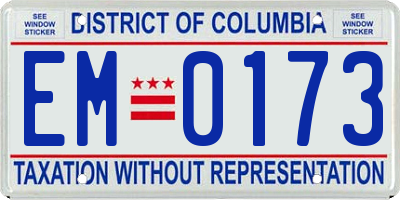 DC license plate EM0173