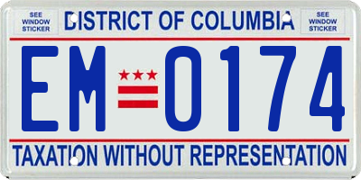 DC license plate EM0174