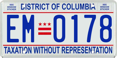 DC license plate EM0178