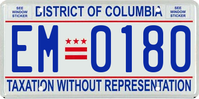 DC license plate EM0180