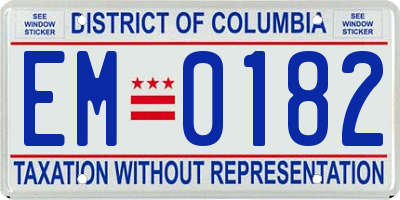 DC license plate EM0182